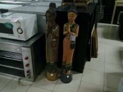 Pair of wooden wellcomming lady