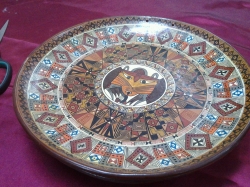 HAND PAINTED PERUVIAN CERAMIC PLATES, SET OF 3 * one damage