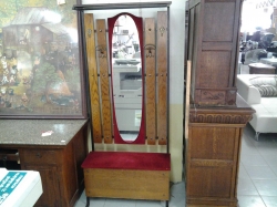 Cloth hanger red cabinet , mirror at the middle