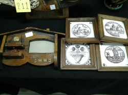 2 pcs wall plaque + 3 antique tile, oak frame