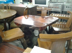 New large mirror bow hardwood table with chairs