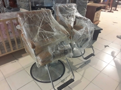 A pair of salon chairs