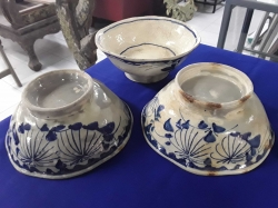 Selection of antique ceramic glazed bowls 3 pieces