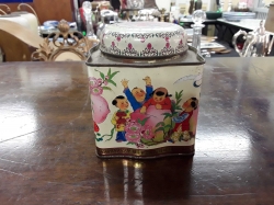 Old Chinese tin tea caddy