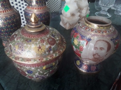 2 pcs very old benjarong hand painted Rama 5