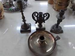 Job lot of brass candle sticks