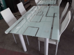 Large Glasses Table With 4 Chairs