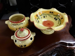 3 yellow bowls with 1 lid