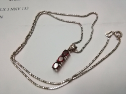 Silver necklace with garnet & Zirconia pendant with certificate