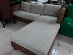 Rattan sofa set with cushions