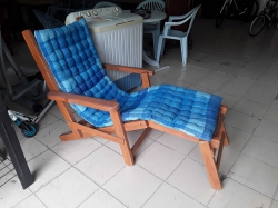 Teak wood reclining chair with cushion