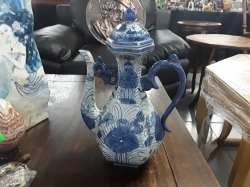 A 15'' Chinese old blue and white tea pot with lid stamp to base perfect condition