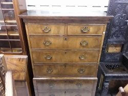 Georgerain ll chest on chest in wallnut gouble herringbone inlay cross banding to the sides c,1740