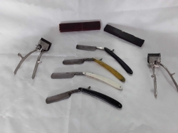 Antique cut throat razors and 2x hair clippers