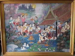 Oil painting of Loy Kra Thong