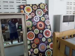 A of oil painted slide door