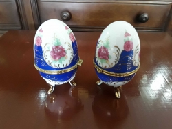 A pair of porcelain eggs