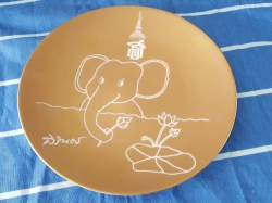 Deco dish a memorial set of Elephants drawing by Maha Chakri Sirinthorn