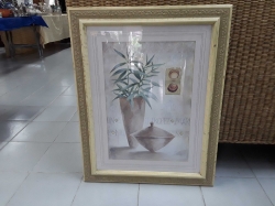 Water colour signed of vase ang flowers and shells