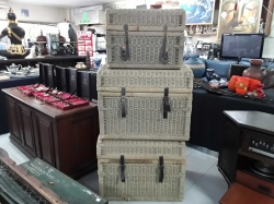 3x large rattan boxes