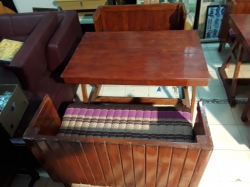 Wooden table with 2 chairs with 2x cushions