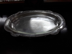 Large silver plated serving dish with pyrex insert