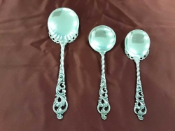 3x large silver ornate spoons