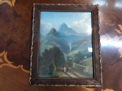 Very old antique painting on wood sign