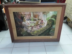 Oil painted with frame 100x80cm