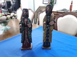 Wood oak carved man 2 pcs.
