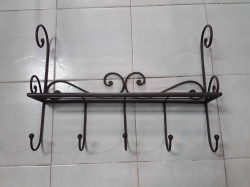Steel wall hanger shelf with coat hooks