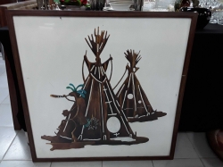 Frame painted of cowboy artifacts