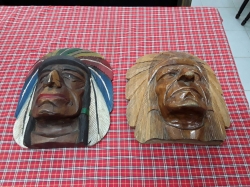 Pair of carved Indian head