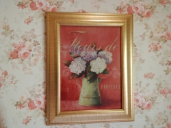 A pair of flower picture with gilt frames