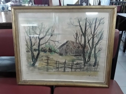 Water color painting in frame