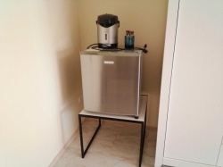 Small refrigerator with table and electric kettle