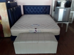 Queen size bed with mattress and 1x stool