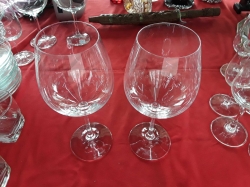 A pair of red wine glasses