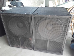 A pair of large speakers