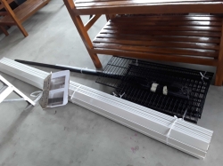 Folding door with steel shelving