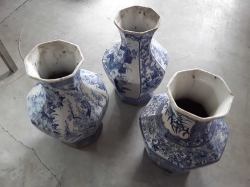 3Pcs Blue and White Ceramic Vases