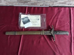 Axis Japan-German unusual friendship ceremonial dagger marked RZM with letter cover and picture