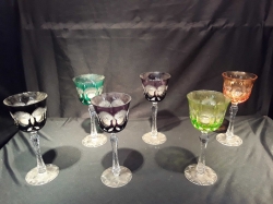 Set of Bohemian color crystal glasses