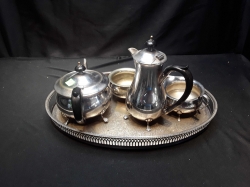 Silver Plated Tea Set On Tray