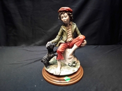 Hand made resin a boy with dog