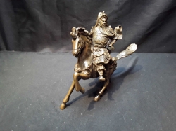 Impressive Chinese Mythical Warrior Guan Yu On Horse Bronze Statue Symbol Of Righteousness And Bravery