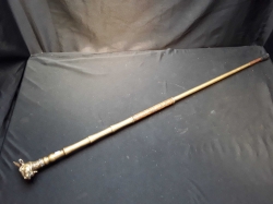 Vintage Massive Solid Brass Walking Stick Nice Decorated With A Goat Head