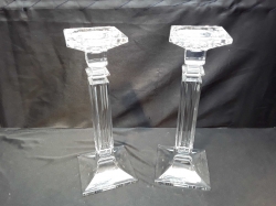 Nice pair of glass colum candle sticks