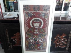 Temple picture Yao Northern Thailand 19th cent. with frame 134x70,5 cm