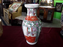 Antique canton hand painted vase and sign